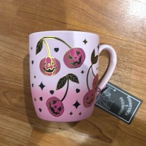 COBWEBS & CAULDRONS HALLOWEEN PINK PUMPKINS SOFT TOUCH MUG - GOLD ACCENTS NWT!